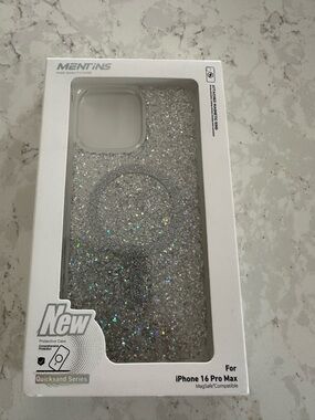 Silver Glitter iPhone 16 Pro Max Case with MagSafe Ring